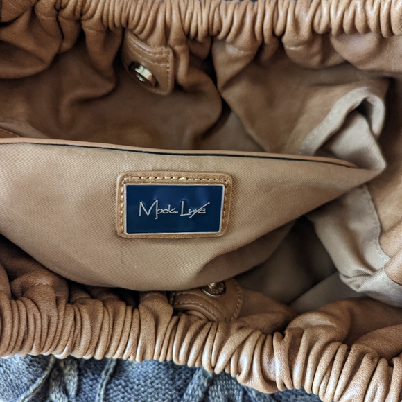 Moda Luxe Sweater Texture Hobo Bag with Top Handles Brown - Picture 6 of 6